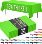 Exquisite 66% Thicker Premium Plastic Table Cloth Rectangle Table Cover 0.5 Mil 12 Pack Lime Green Table Cloth 54 Inch x 108 Inch Disposable Tablecloth Won't Tear Easily Like Cheap Thin Brands