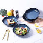 LERATIO Large Pasta Bowls,38oz Ceramic Pasta Bowls,9.0" Reactive Glaze Pasta Bowl Set of 6,Microwave & Dishwasher,Oven Safe,Wide Serving Bowls for Salad,Pasta,Fruit,Scratch Resistant-Blue