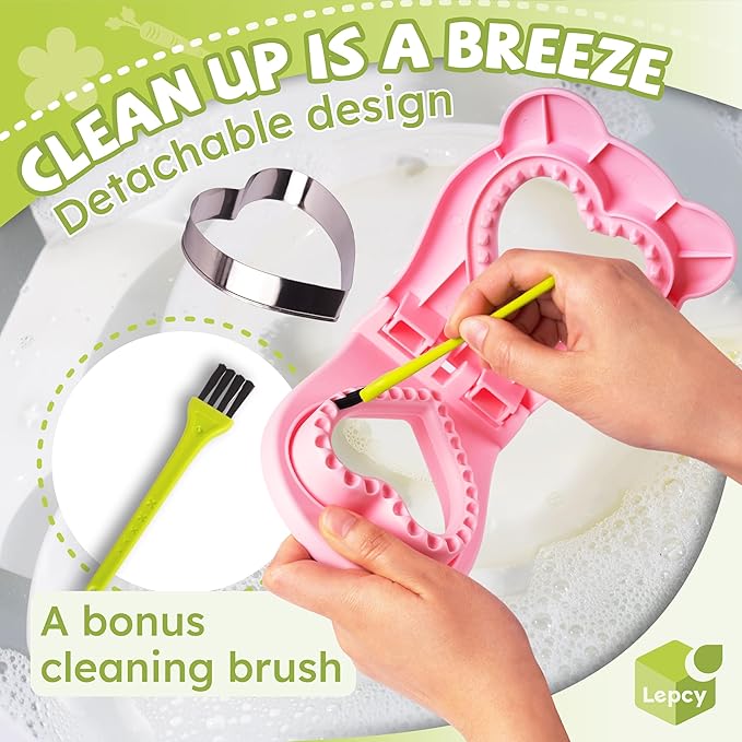 Uncrustables Sandwich Maker Sealer Cutter, Crustless Sandwich Cutter, PB&J Uncrustable Maker - Color Pink, Heart Shape