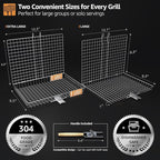 Sorbus Grill Basket - Stainless Steel Large Folding Barbecue Grilling Basket with Handle, Portable BBQ Accessories for Fish, Shrimp, Vegetables, Grilling Accessories, Gifts for Outdoor Cooking Camping (2 Pack)