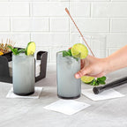 Restaurantware-Vetri 16 Ounce Tall Drinking Glasses, 24 Dishwashable Beverage Glasses - No-Lead, Elegant, Gray Glass Tumblers, Ideal For Water, Juice Beer, Cocktails, Liquor, Iced Tea, And More