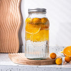 Amzcku 64oz vintage Mason Jars with Lids, Wide Mouth 2 Quart Canning Jar Half Gallon, Safe For Storage, Canning, Pickling, Preserving, Fermenting, DIY Crafts & Decor 3 Pack