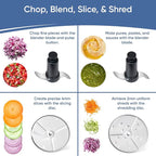 TK Tartle Commercial Food Processor - Heavy-Duty 600W Chopper, Slicer, Shredder & Blender w/Vegetable Prep Lid, Continuous Feed, 3L Mixer Bowl & Stainless Steel Blades