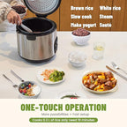 10-Cup Uncooked Rice Cooker & Food Steamer - Ceramic Non-Toxic Inner Pot, One-Touch Multifunction for Rice/Sauté/Yogurt, Dishwasher Safe, 3-10 Family Size, Stainless Steel