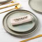 AmorArc Ceramic Plates Set of 6, 8.5 Inch Reactive Glaze Stoneware Plates set, Dessert, Salad, Appetizer, Small Dinner, Microwave, Dishwasher Safe, Scratch Resistant Dishes Set for Kitchen