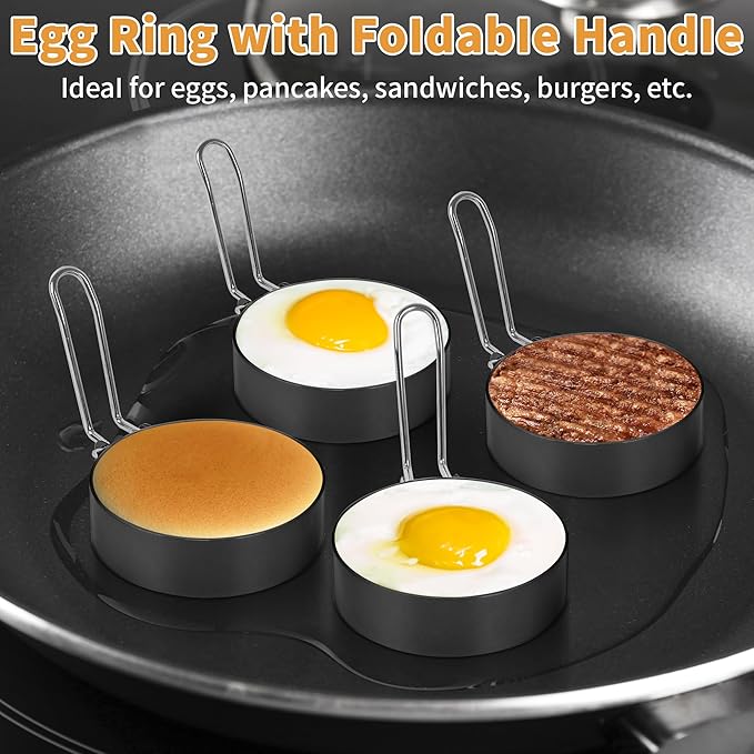 Blackstone Breakfast Kit Pancake Batter Dispenser 9PCS Griddle Accessories Set - Included Pancake Batter Dispenser Bacon Press Egg Rings Hamburger Press Patty Maker Brush and Oil Separating Paper