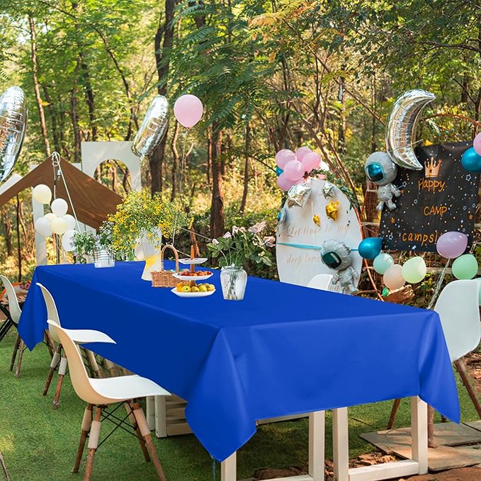 sancua Rectangle Tablecloths 6 Pack - 90x156 Inch - Royal Blue Washable Fabric Cloth Table Cloth, Large Reusable Polyester Table Covers for Wedding, Party, Birthday, Banquet