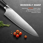 Damascus Chef Knife 8 Inch, Professional Japanese VG10 Damascus Steel Super Sharp Kitchen Knife, G10 Ergonomic Color Wooden Handle with Luxury Gift Box