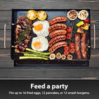 Utheer 17" x 13" Nonstick Coating Cooking Griddle for Gas Grill, Universal Griddle Flat Top Plate Insert with Grease Groove and Removable Handles for Charcoal/Gas Grills, Camping, Tailgating, Parties