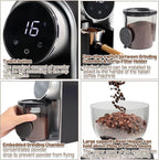 Electric Coffee Grinder Touchscreen 2-14 Cup Conical Burr Coffee Grinder with 25 Grinding Settings Cleaning Brush Grindable Espresso Drip Coffee French Press for Home Use 110V Black