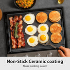 Utheer Nonstick Reversible Aluminum Ceramic Griddle 23" x 16", 70% Lighter 2-in-1 Flat & Ribbed Grill Griddle, Warp-Resistant, PFAS-Free, 100% Recyclable Stovetop Griddle for Gas, Charcoal,Outdoor BBQ