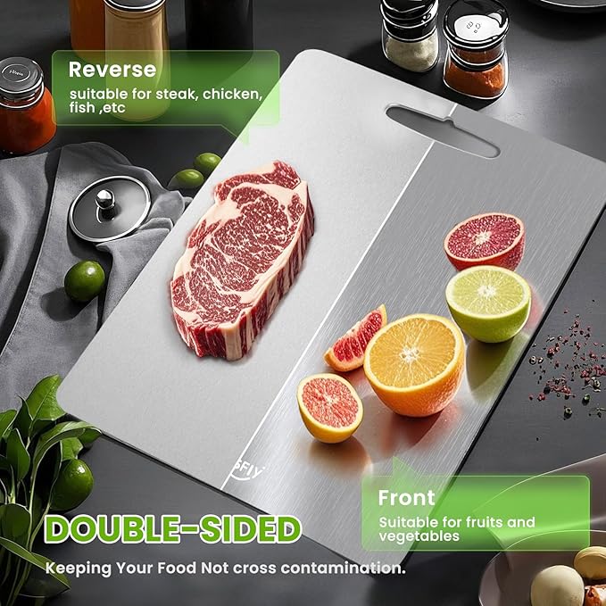New Titanium Cutting Board-100% Pure Titanium Cutting Boards For Kitche,Easy to clean, Double-sided food-grade Cutting Board For Meats, Fruits And Vegetables（18 * 12）