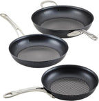 Anolon X Hybrid Nonstick Cookware Frying Pans/Skillet Set, Induction Suitable, 8 Inch, 10 Inch, and 12 Inch - Charcoal Gray