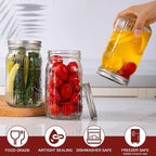 Amzcku 32oz vintage Mason Jars with Lids, Wide Mouth Quart Canning Jar, Safe For Storage, Canning, Pickling, Preserving, Fermenting, DIY Crafts & Decor 4 Pack