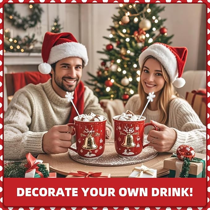 80 Pcs Snowflake Coffee Stirrers, Acrylic Winter Drink Stirrers Reusable Beverage Stir Sticks Hot Cocoa Chocolate Bar Supplies for Christmas Coffee Bar Kitchen Home