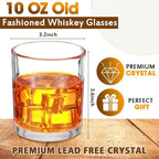 12 Pieces Old Fashioned Whiskey Glasses 10 oz Bourbon Cocktail Rocks Glasses for Whiskey Bourbon Liquor and Cocktail Drinks Gift for Men Home Bar(Classic)
