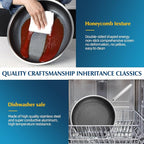 Non Stick Frying Pans, 12 inch Nonstick Skillet with Lid made of Stainless Steel with Honeycomb for Cookware Breakfast Egg- Induction Ceramic Gas Cooktop and Oven Safe Frying pan.