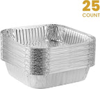 PLASTICPRO Disposable 8'' X 8'' X 2'' Inch Square Aluminum Tin Foil Baking Pans Bakeware - Cookware Perfect for Baking Cakes, Breads, Brownies, Bread, Meatloaf, Lasagna, Pack of 25