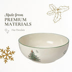 Spode Christmas Tree Round Serving Bowl - 8-Inch Ceramic Bowl for Pasta, Salad, Soup, and Side Dishes - Elegant Porcelain Design, Stackable, Dishwasher & Microwave Safe - Ideal for Holiday Gatherings