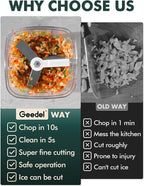 Manual Food Processor Vegetable Cutter, Geedel Pull Chopper with String, Food Chopper Vegetable Cutter for Veggies, Fruits, Salad, Onion, Ginger, Nuts, Herbs, etc, 2 Cup(500ml), Green