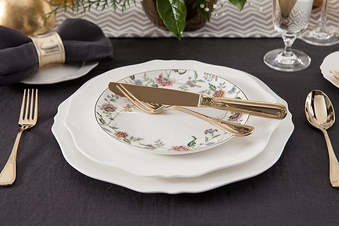 Fortessa Savoy Gold 18/10 Stainless Steel 5 Piece Flatware Set, Service for 1, Gold