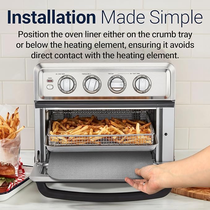Toaster Oven Liners for Bottom of Oven (4 Pack) Reusable Non-Stick Heat Resistant Toaster Liners, Compatible with Ninja, Cuisinart, Emeril Lagasse & More, Toaster Mat, 12"x12" (Silver)