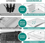 Dish Drying Rack for Kitchen Counter,Space-Saving Dish Rack with Drainboard,Rustproof Countertop Dish Drainer with Utensil Holder for Sink,White