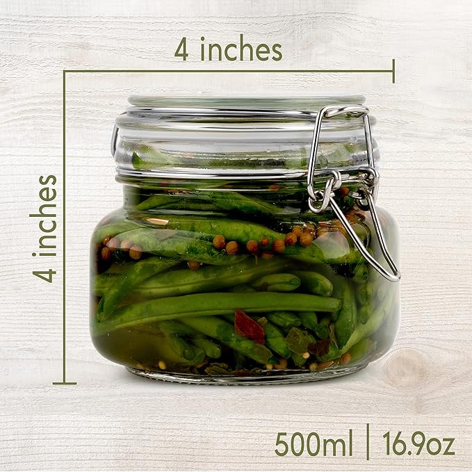 Galashield Glass Jars with Lids Food Storage Airtight Leak Proof Canisters Kitchen [17 oz] Clear