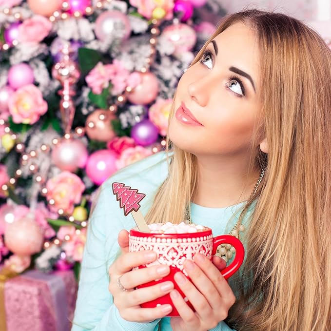 Jinei 120 Pcs Christmas Gingerbread Coffee Stir Sticks Natural Wooden Disposable Drink Stirrers for Hot Chocolate Milkshake Cocktail Restaurant Home Office