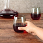 Restaurantware-Vetri 15 Ounce Wine Glasses, 6 Dishwashable Stemless Wine Glasses - No Lead, Durable, Green Glass Stemware, For Home, Bar, Or Restaurant, Serve Merlot, Chardonnay, Or Bordeaux