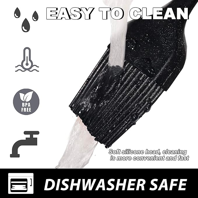 Anaeat 2 Pack Silicone Basting Pastry Brushes - Heat Resistant Brush with Soft Bristles, Hygienic One-Pieces Design, Marinade Brush Great in Baking for Spreading Oil Butter Sauce BBQ Grill (Black)