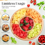 Homeries Bamboo Cake Stand with Lid, Cake Plate, (6 in 1) Multi-Functional Serving Platter, Large Cake Stand with Dome, Cake Display Stand with lid & Cake Dome - Use as Cake Holder, Cake Cover