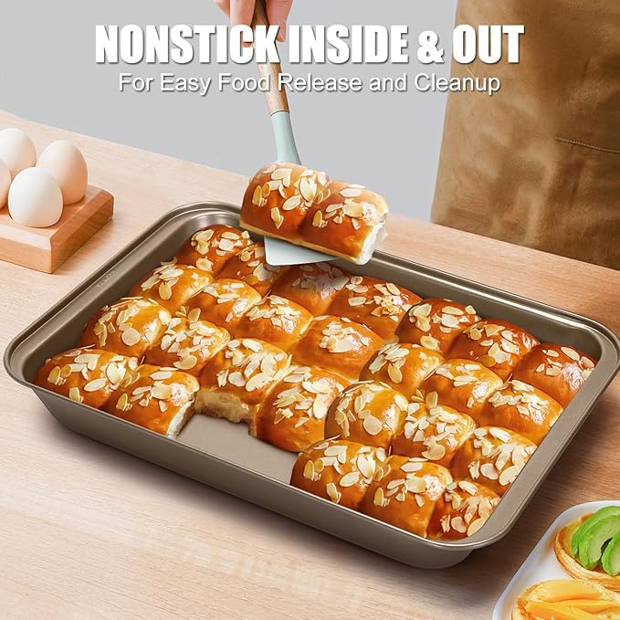 9x13 Baking Pan with Lid, Non Stick Sheet Pans for Baking, Rectangle Cake Pan Carrier with Lid and Handle