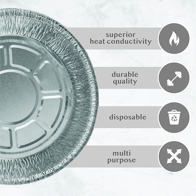 PLASTICPRO 6'' Inch Round Tin Foil Cake Pans Disposable Aluminum, Freezer & Oven Safe - For Baking, Cooking, Storage, Roasting, & Reheating, Pack of 20