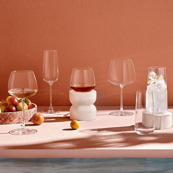 NUDE Whiskey Glasses Set of 4 – Mirage 13 oz Lead-Free Crystal Rocks Glasses for Whisky, Scotch & Bourbon – Tapered Rim, Dishwasher Safe, Modern Bar Tumblers Luxury Gift Set