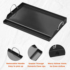 onlyfire Universal BBQ Griddle for Charcoal/Gas Grills, Ceramic Coated Non-Stick Flat Top Griddle with Handles for Outdoor Cooking, 25" x 16"