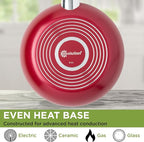 Ecolution Easy Clean Ceramic Nonstick Cookware Set, Dishwasher Safe Kitchen Pots and Pans Set, Comfort Grip Handle, Even Heating, Ultimate Food Release, 26-Piece, Red