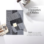 LEXMORE PVC Woven Placemats 4 PCS Wipeable Indoor/Outdoor Table Mats Washable Vinyl Place Mats for Dining Table, Set of 4-Silver Gray Black