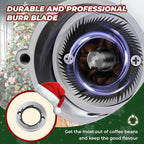 Burr Coffee Grinder Electric Espresso Grinder Commercial & Homeuse Silent Small Coffee Bean Grinder with Hopper Adjustable Grind, With Brush, Spoon, Black