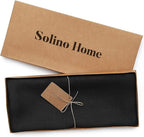 Solino Home Linen Black Table Runner 132 Inches Long - 100% Pure Linen Extra Long Table Runner 14 x 132 Inch for Summer, Fall, Autumn, Halloween - Fete