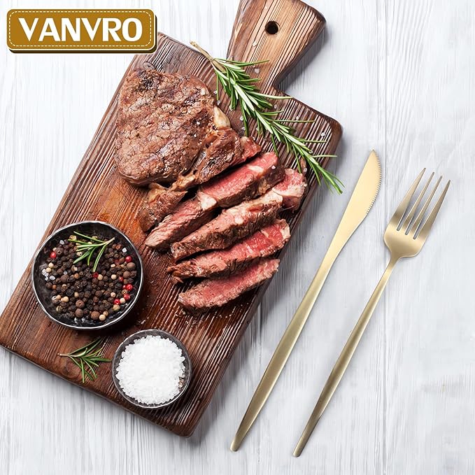 Champagne Gold Silverware Set, 60-Piece Stainless Steel Flatware set,Matte Silverware Sets Service for 12, Tableware Cutlery Satin Finish Utensils for Kitchen,Dishwasher Safe