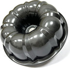 Classic Bakeware 9.5 Inch Non-stick Fluted Cake Pan,Heavy Duty Carbon Steel Tube Baking Mold Gray