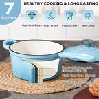 Onader 2 Quart Enameled Cast Iron Saucepan, Small Cast Iron Sauce Pan Pot for Cooking, Enamel Dutch Oven Kitchen Pot – Lake Blue