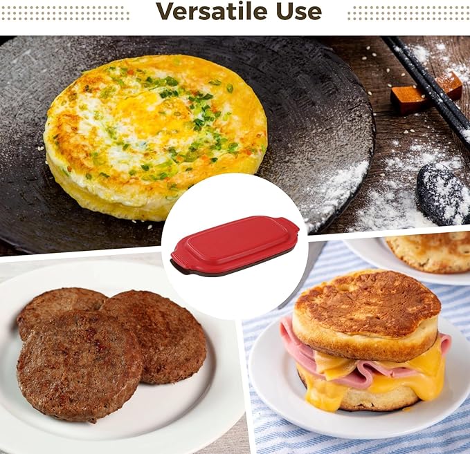 Microwave Egg Cooker with Silicone Oil Brush, 9.3 in Double Egg Microwave Egg Poacher Pan for Frying and Poaching, Black Carbon Steel Egg Maker for Breakfast Sandwiches