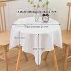 sancua Small Square Tablecloth 36 x 36 Inch White (Fits 20-30 Inch Tables), Stain and Wrinkle Resistant Washable Fabric Table Cloth for Dining Party Table Cover for Nightstand End Bedside Tables