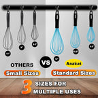 Anaeat Silicone Balloon Whisk, Perfect for Non-Stick Cookware, Milk and Egg Beater Blender, Heat Resistant Kitchen Whisks for Whisking, Cooking, Baking, Beating, Frothing & Stirring (Blue)