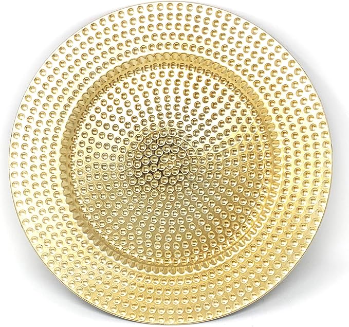 allgala 13-Inch 48-Pack Case Lot Heavy Quality Round Charger Plates-Hammered Gold-HD80371