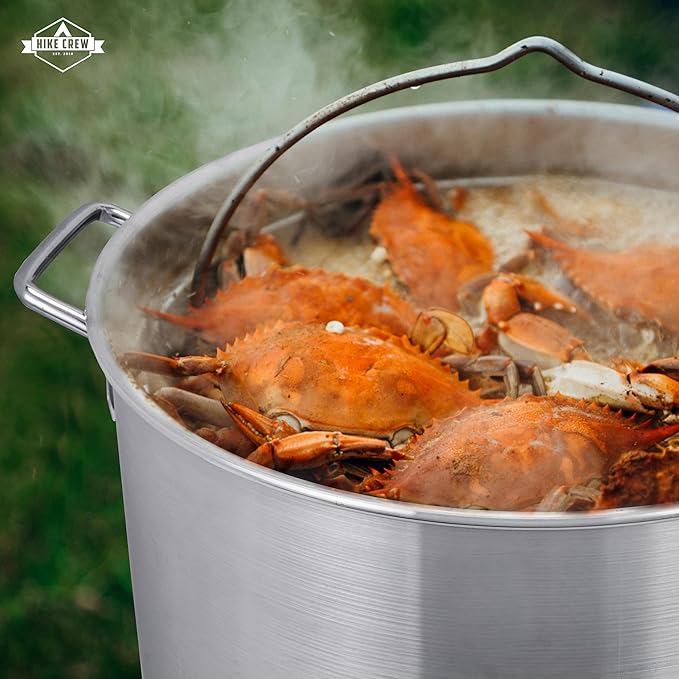 Hike Crew 60QT Outdoor Boiling Kit with Igniter| 110,000 BTU Seafood Boiler Set for Steaming or Cooking Fish, Crawfish, Crab & More | Includes Pot, Lid, Strainer, Burner Stand and Storage Cover