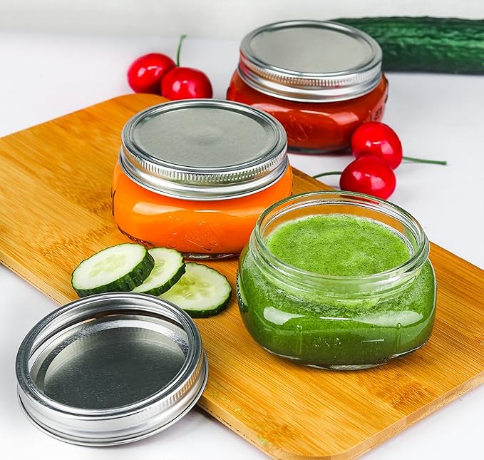 Mason Jars, 8 OZ, Wide Mouth, 12 Pack with Lids and Bands, Glass Canning Jars for Canning, Pickling, Preserving, Jam, Honey, Wedding Favors, Shower Favors (12 Pack, Clear)