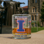 Greenline Goods – University of Illinois Fighting Illini College Whiskey Glasses (Set of 2), 10 oz – Full-Color Logo + Campus Map